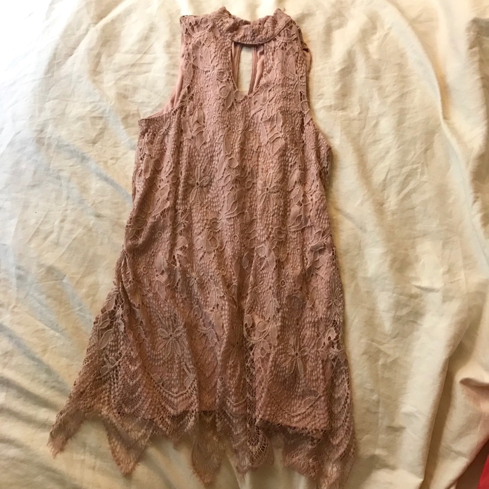 Love Fire SZ M soft pink eyelash lace dress